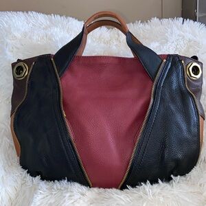 orYANY pebble leather handbag color block